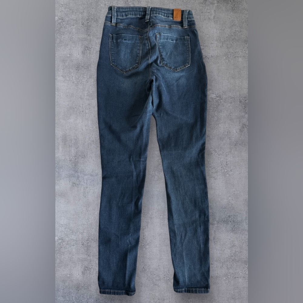 Classic Blue Straight Leg Jeans with Worn-In Look - Picture 2 of 8